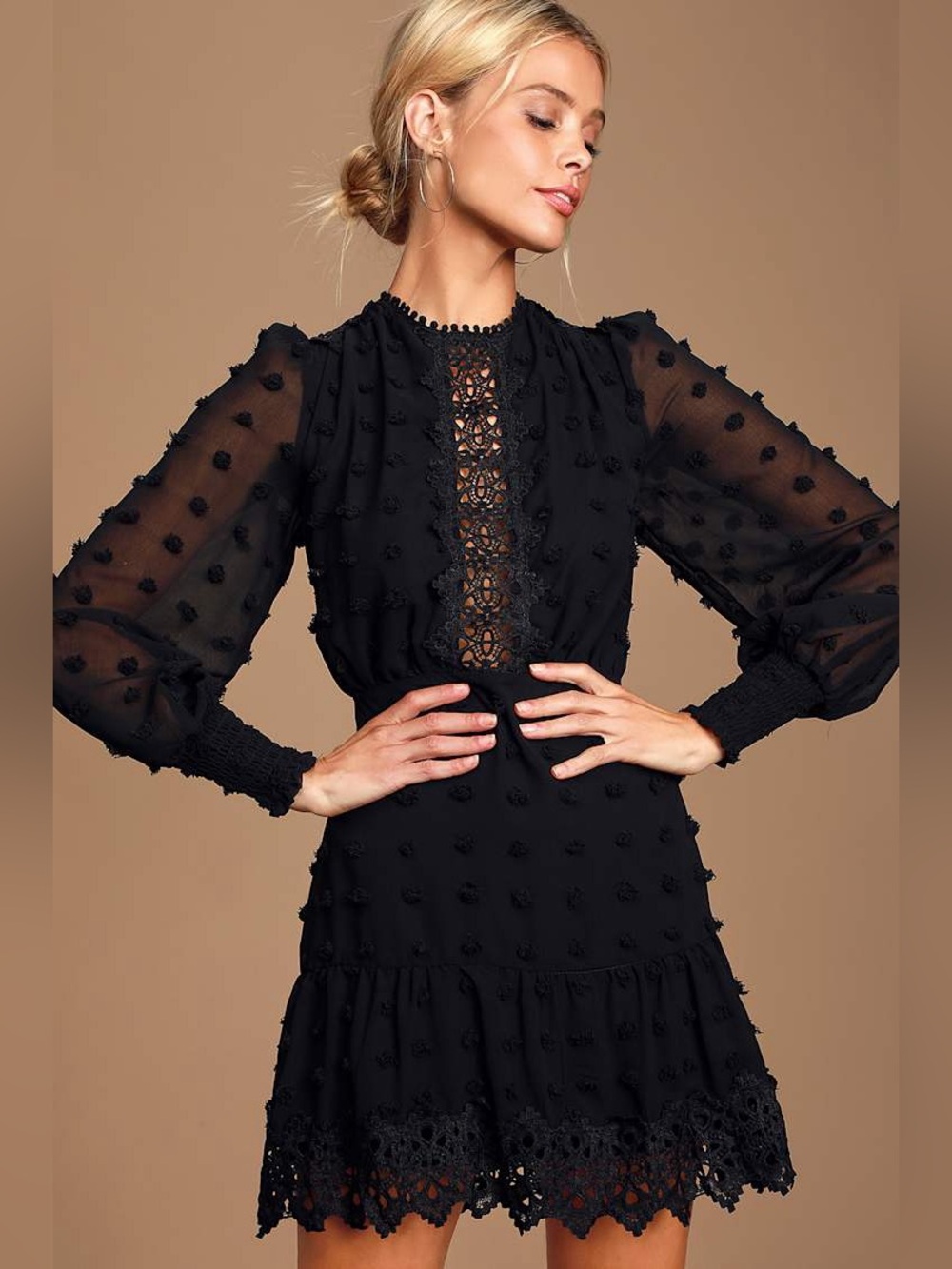 Lust or Love Black Embroidered Lace Long Sleeve Dress romantic whimsigoth